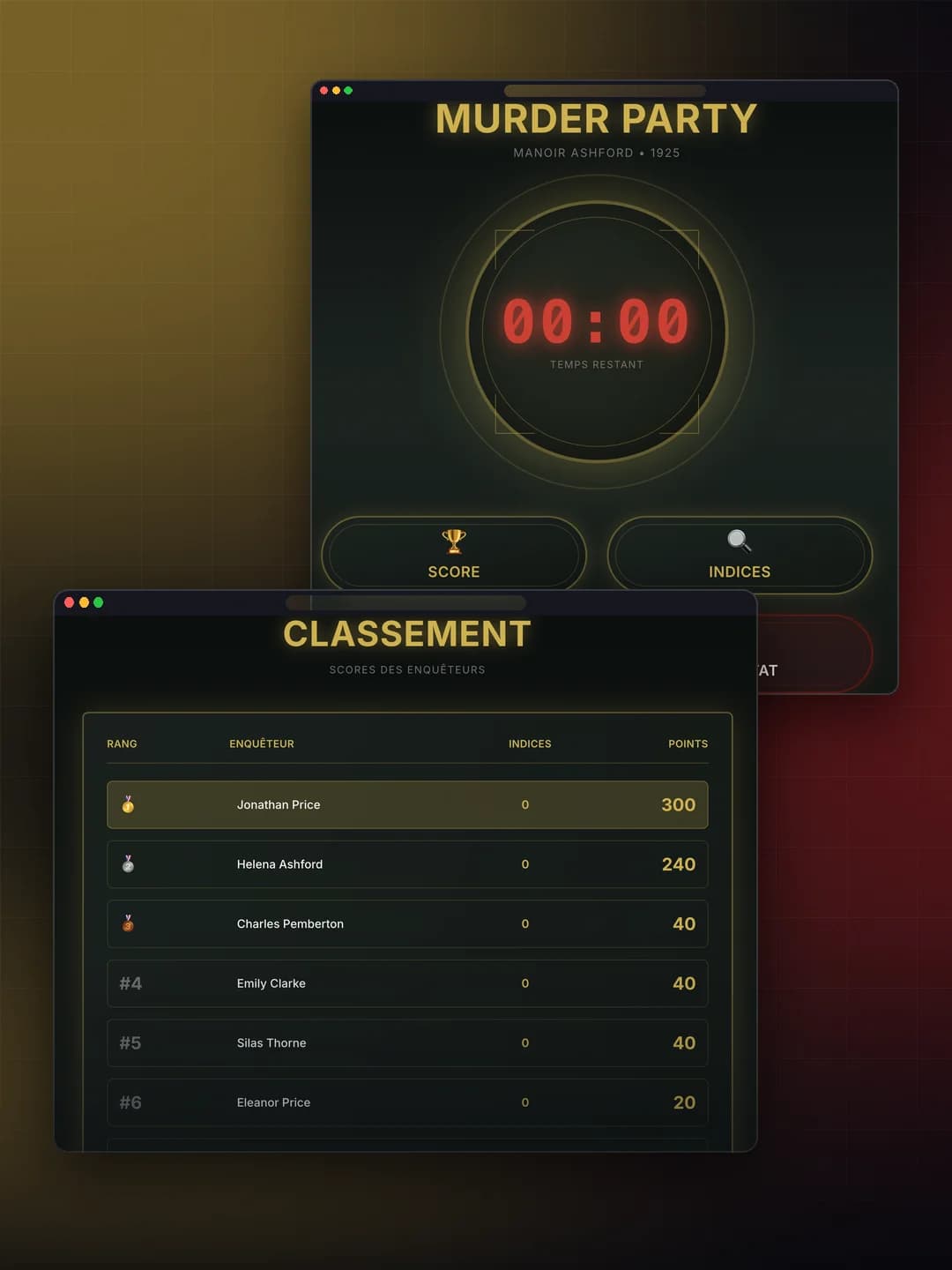 Murder Party App — Projet personnel